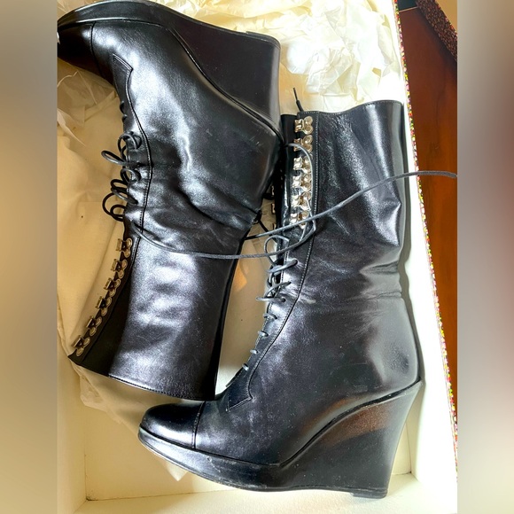 Chloe Sevigny X Opening Ceremony black platform boots SZ 7 - Picture 4 of 9